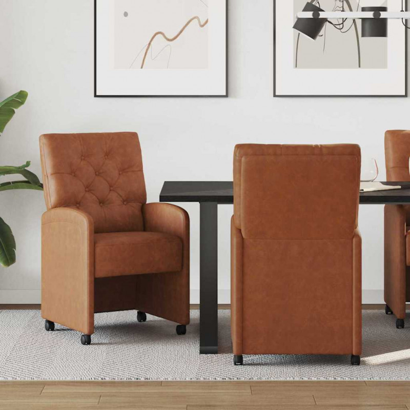 Krzesełka jadalne na kółkach 2 pcs Brązowy 58 x 67 x 97 cm