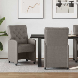 Krzesełka jadalne na kółkach 2 pcs Szary 58 x 67 x 97 cm