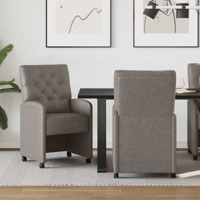 Krzesełka jadalne na kółkach 2 pcs Szary 58 x 67 x 97 cm