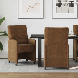 Krzesełka jadalne na kółkach 2 pcs Brązowy 58 x 67 x 97 cm