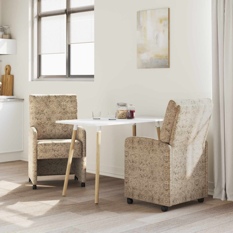 Krzesełka jadalne na kółkach 2 pcs Jasnoszary 58 x 67 x 97 cm