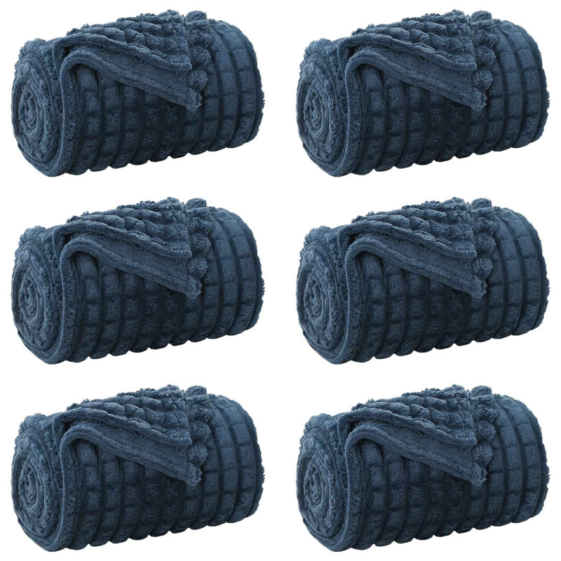 Koce narzutowe 6 pcs Granatowy 200 x 150 cm Polar