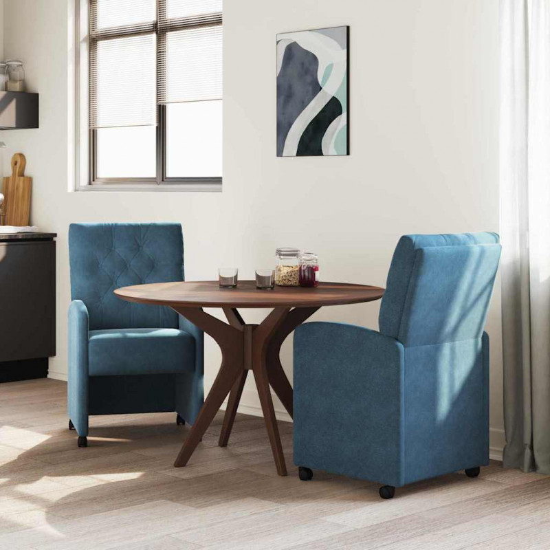 Krzesełka jadalne na kółkach 2 pcs Niebieski 58 x 67 x 97 cm