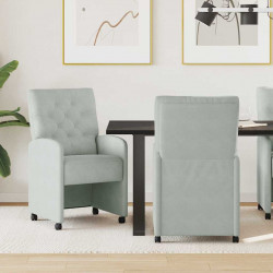 Krzesełka jadalne na kółkach 2 pcs Jasnoszary 58 x 67 x 97 cm