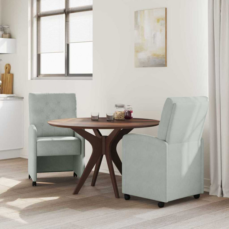 Krzesełka jadalne na kółkach 2 pcs Jasnoszary 58 x 67 x 97 cm