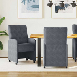 Krzesełka jadalne na kółkach 2 pcs ciemno szary 58 x 67 x 97 cm