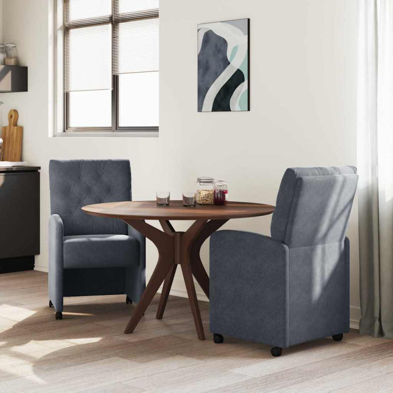 Krzesełka jadalne na kółkach 2 pcs ciemno szary 58 x 67 x 97 cm