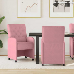 Krzesełka jadalne na kółkach 2 pcs Różowy 58 x 67 x 97 cm