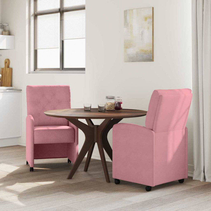 Krzesełka jadalne na kółkach 2 pcs Różowy 58 x 67 x 97 cm