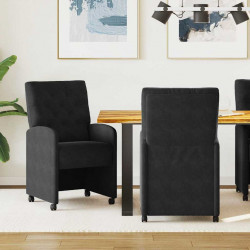 Krzesełka jadalne na kółkach 2 pcs Czarny 58 x 67 x 97 cm