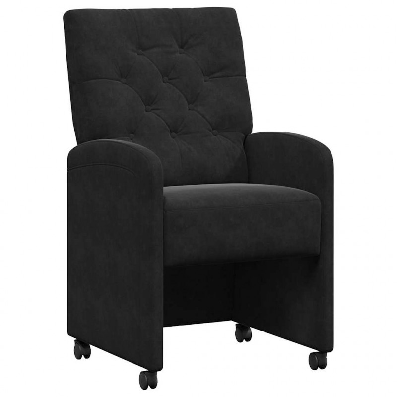 Krzesełka jadalne na kółkach 2 pcs Czarny 58 x 67 x 97 cm
