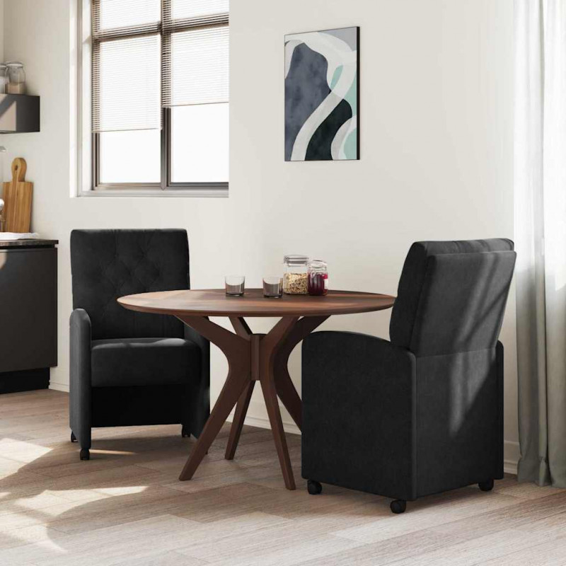 Krzesełka jadalne na kółkach 2 pcs Czarny 58 x 67 x 97 cm
