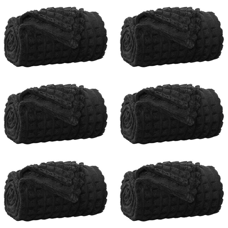 Koce narzutowe 6 pcs Czarny 270 x 240 cm Polar