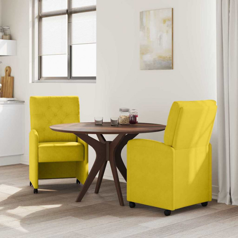 Krzesełka jadalne na kółkach 2 pcs Żółty 58 x 67 x 97 cm