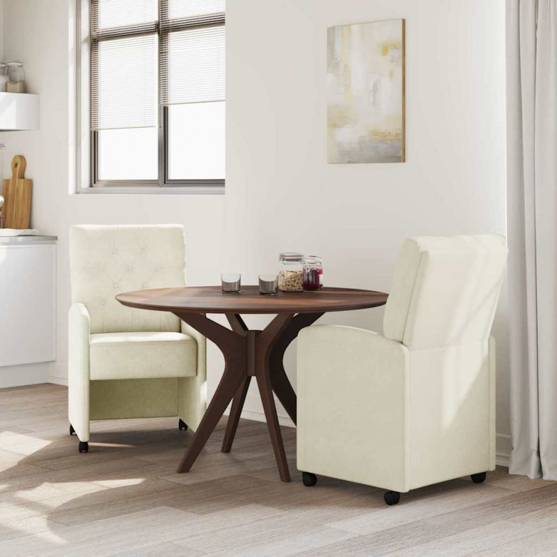 Krzesełka jadalne na kółkach 2 pcs Kremowy 58 x 67 x 97 cm