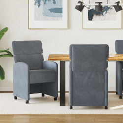 Krzesełka jadalne na kółkach 2 pcs ciemno szary 58 x 65 x 98 cm