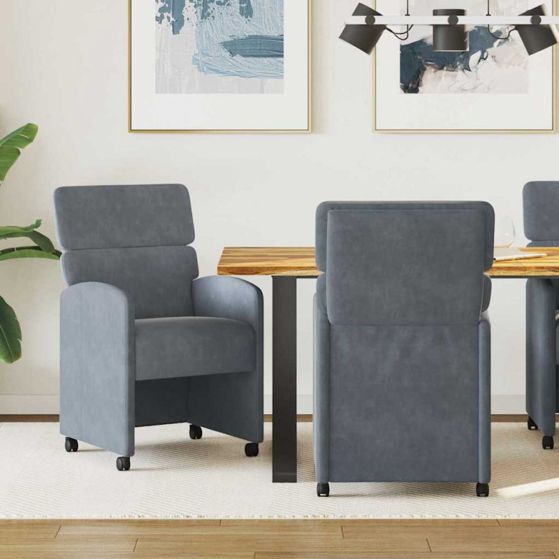 Krzesełka jadalne na kółkach 2 pcs ciemno szary 58 x 65 x 98 cm
