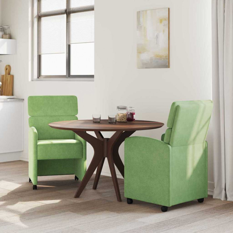 Krzesełka jadalne na kółkach 2 pcs jasnozielony 58 x 65 x 98 cm