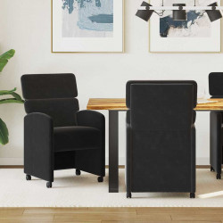 Krzesełka jadalne na kółkach 2 pcs Czarny 58 x 65 x 98 cm