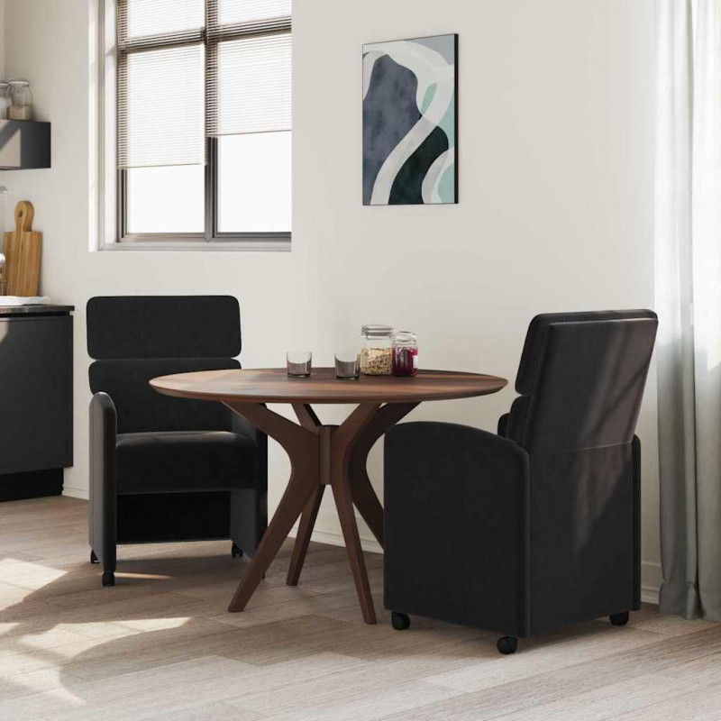 Krzesełka jadalne na kółkach 2 pcs Czarny 58 x 65 x 98 cm