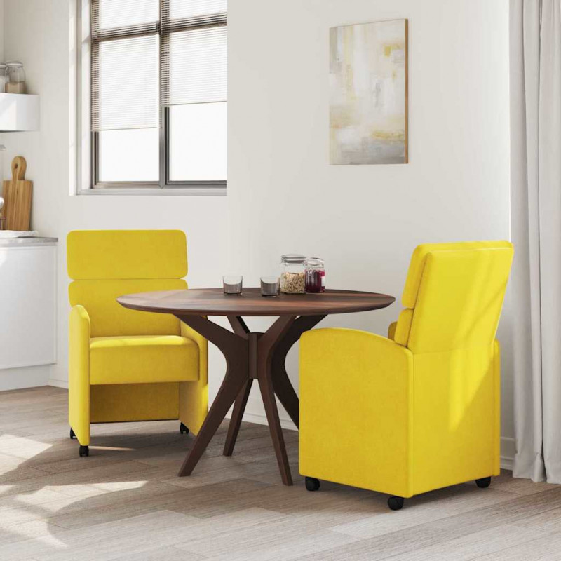 Krzesełka jadalne na kółkach 2 pcs Żółty 58 x 65 x 98 cm