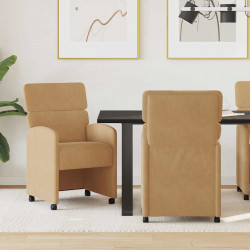 Krzesełka jadalne na kółkach 2 pcs Brązowy 58 x 65 x 98 cm