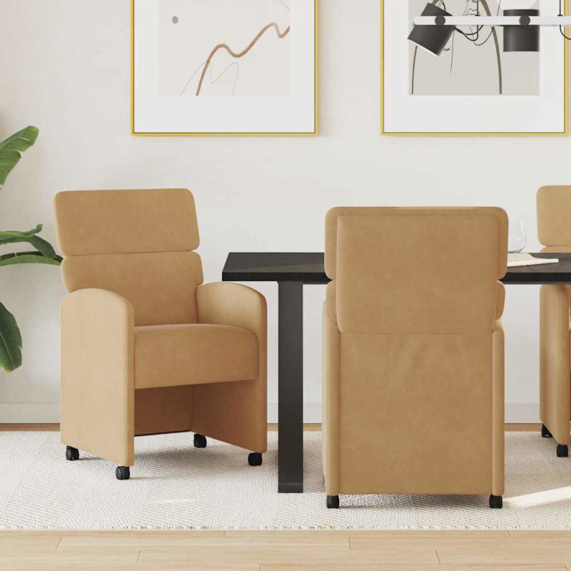 Krzesełka jadalne na kółkach 2 pcs Brązowy 58 x 65 x 98 cm