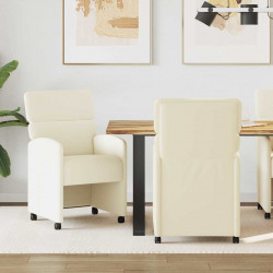Krzesełka jadalne na kółkach 2 pcs Kremowy 58 x 65 x 98 cm
