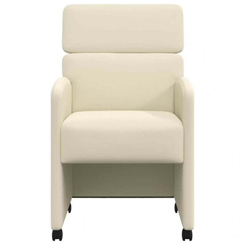 Krzesełka jadalne na kółkach 2 pcs Kremowy 58 x 65 x 98 cm