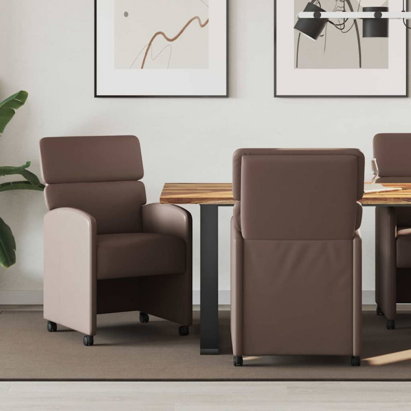 Krzesełka jadalne na kółkach 2 pcs Brązowy 58 x 65 x 98 cm