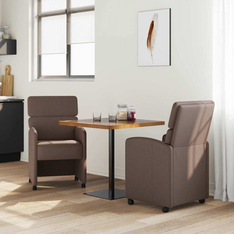 Krzesełka jadalne na kółkach 2 pcs Brązowy 58 x 65 x 98 cm