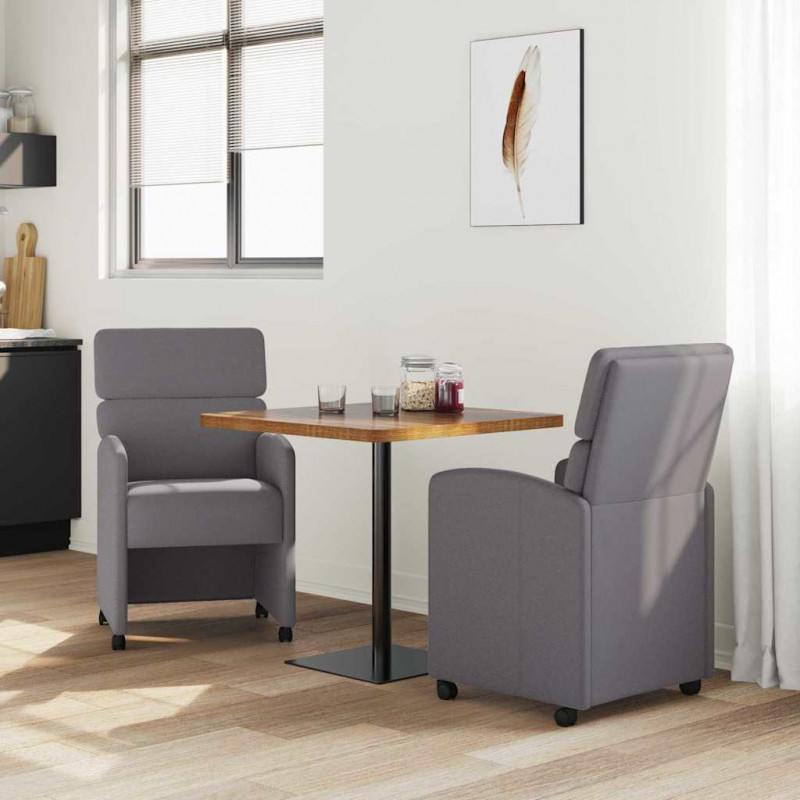 Krzesełka jadalne na kółkach 2 pcs Szary 58 x 65 x 98 cm