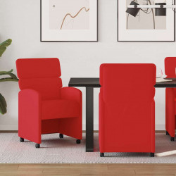 Krzesełka jadalne na kółkach 2 pcs Czerwony 58 x 65 x 98 cm