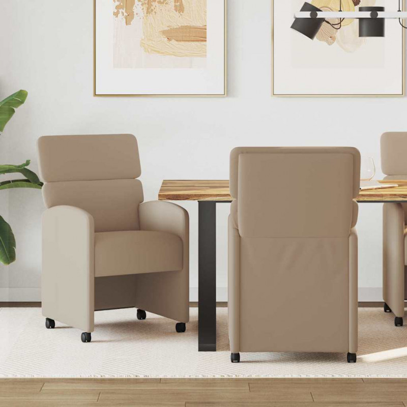 Krzesełka jadalne na kółkach 2 pcs Cappuccino 58 x 65 x 98 cm