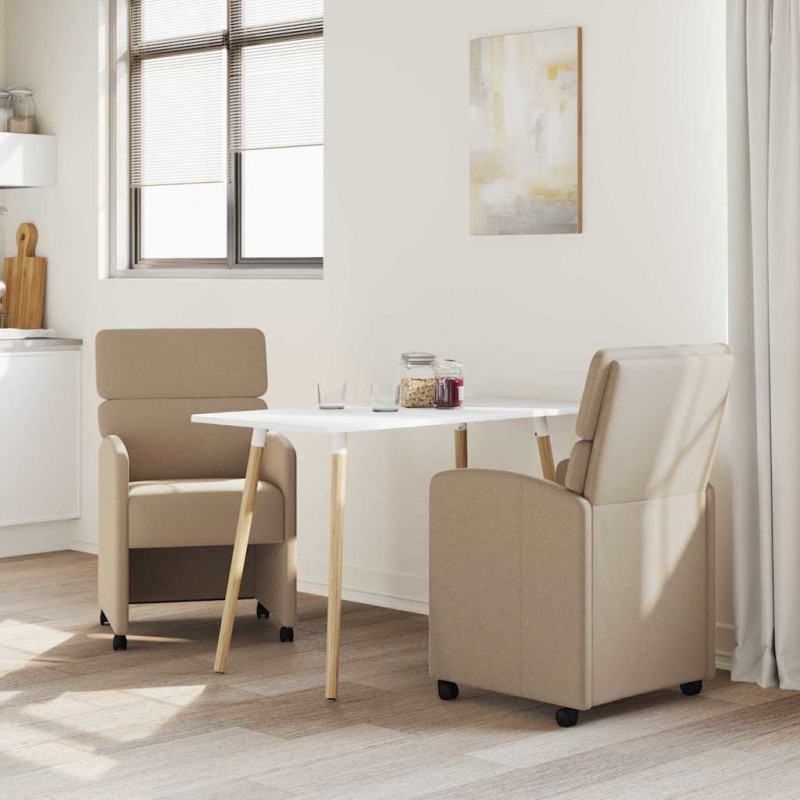 Krzesełka jadalne na kółkach 2 pcs Cappuccino 58 x 65 x 98 cm