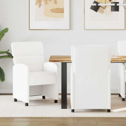 Krzesełka jadalne na kółkach 2 pcs Biały 58 x 65 x 98 cm