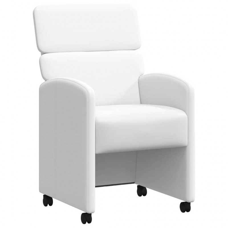 Krzesełka jadalne na kółkach 2 pcs Biały 58 x 65 x 98 cm