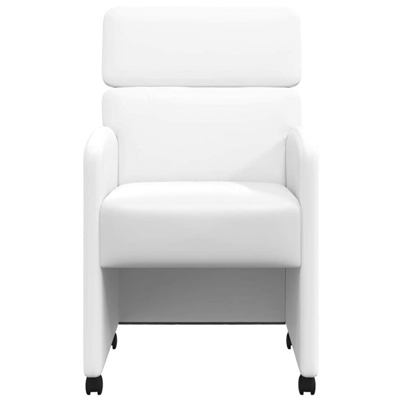 Krzesełka jadalne na kółkach 2 pcs Biały 58 x 65 x 98 cm