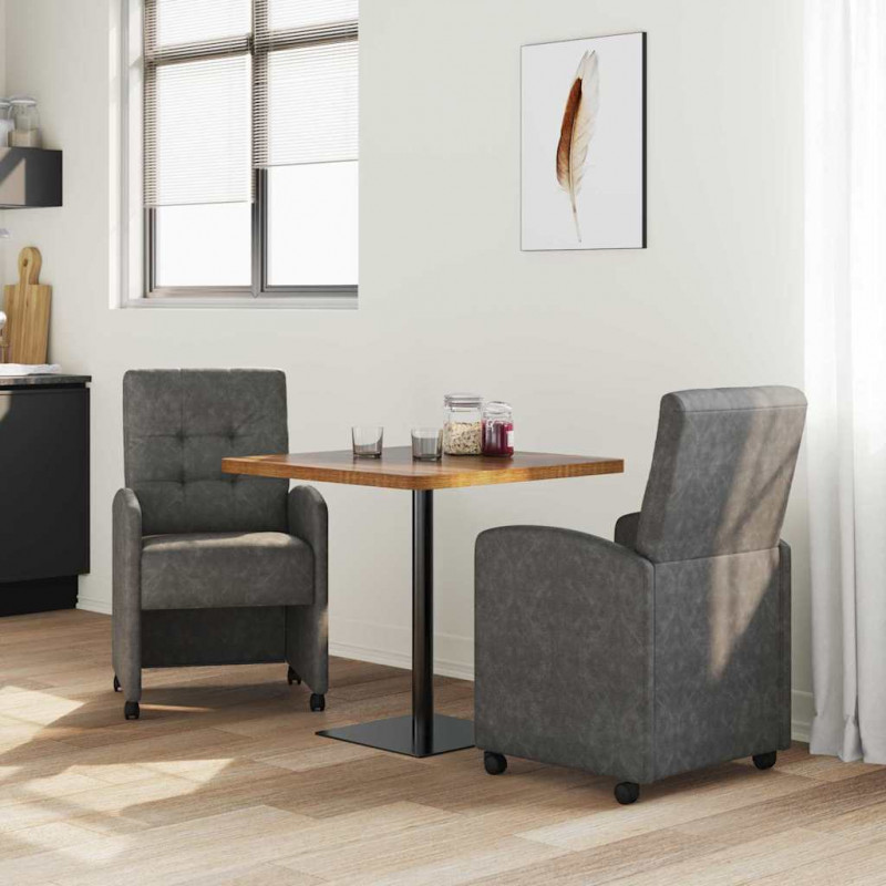 Krzesełka jadalne na kółkach 2 pcs Czarny 58 x 67 x 97 cm