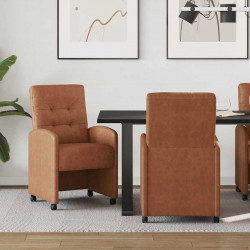 Krzesełka jadalne na kółkach 2 pcs Brązowy 58 x 67 x 97 cm