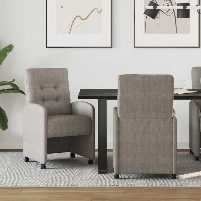 Krzesełka jadalne na kółkach 2 pcs Szary 58 x 67 x 97 cm