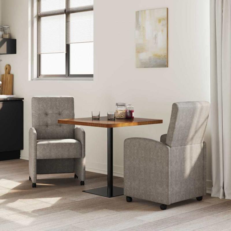 Krzesełka jadalne na kółkach 2 pcs Szary 58 x 67 x 97 cm