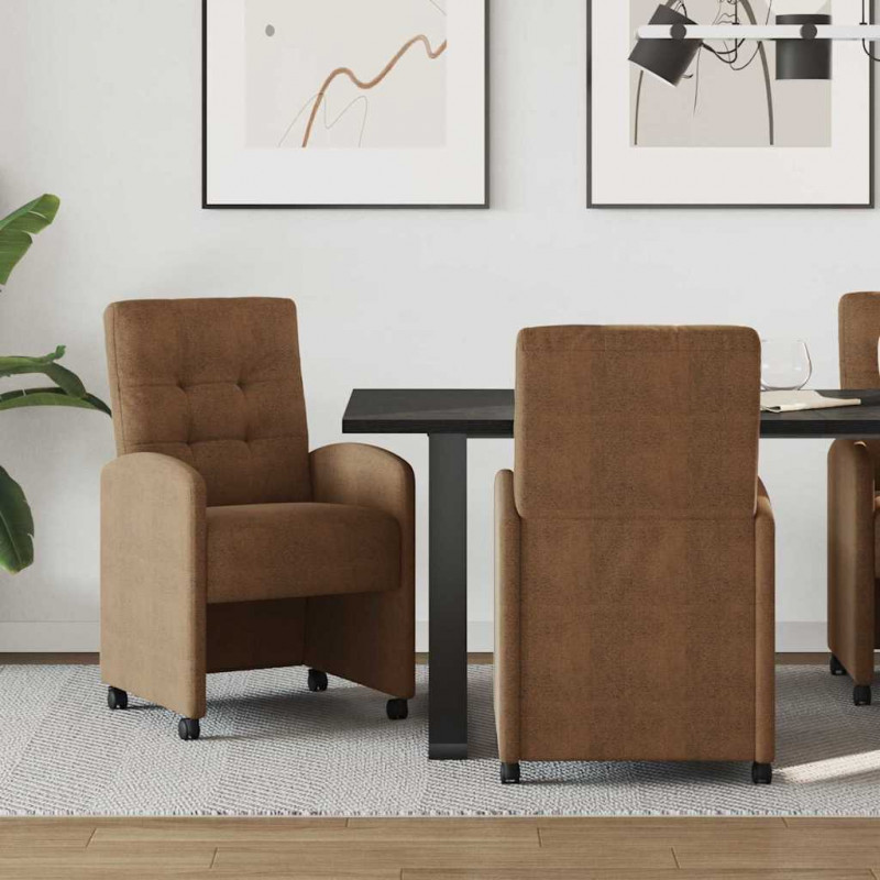 Krzesełka jadalne na kółkach 2 pcs Brązowy 58 x 67 x 97 cm
