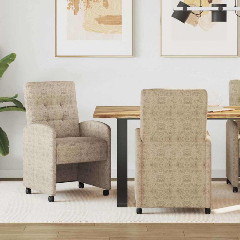 Krzesełka jadalne na kółkach 2 pcs Jasnoszary 58 x 67 x 97 cm