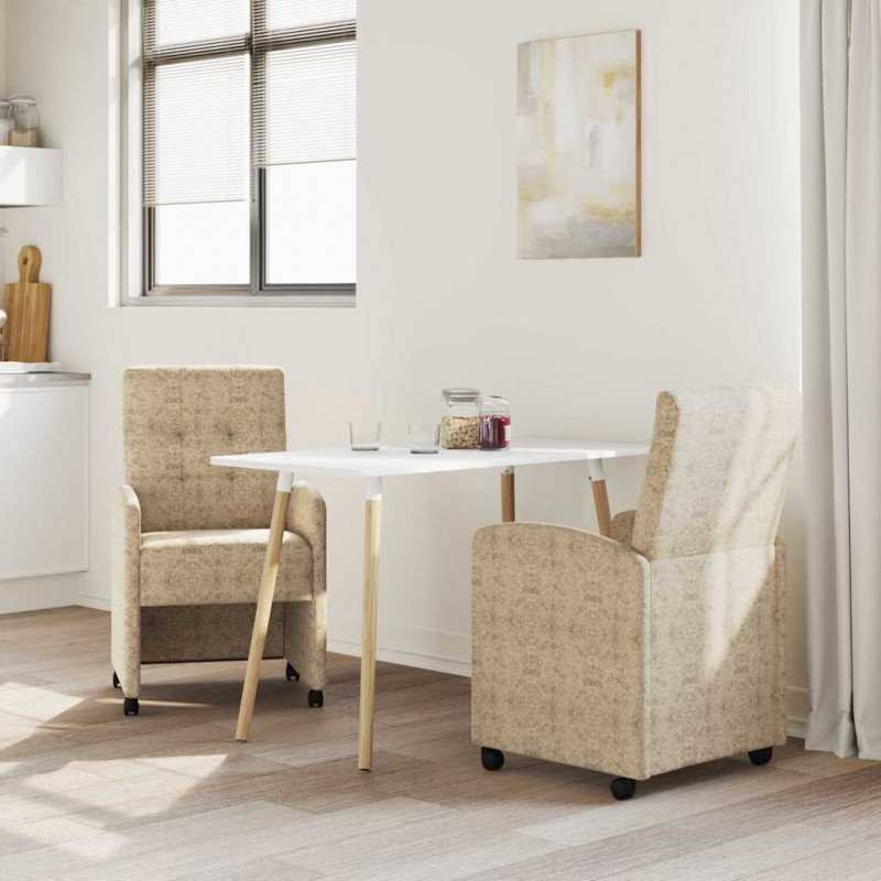 Krzesełka jadalne na kółkach 2 pcs Jasnoszary 58 x 67 x 97 cm