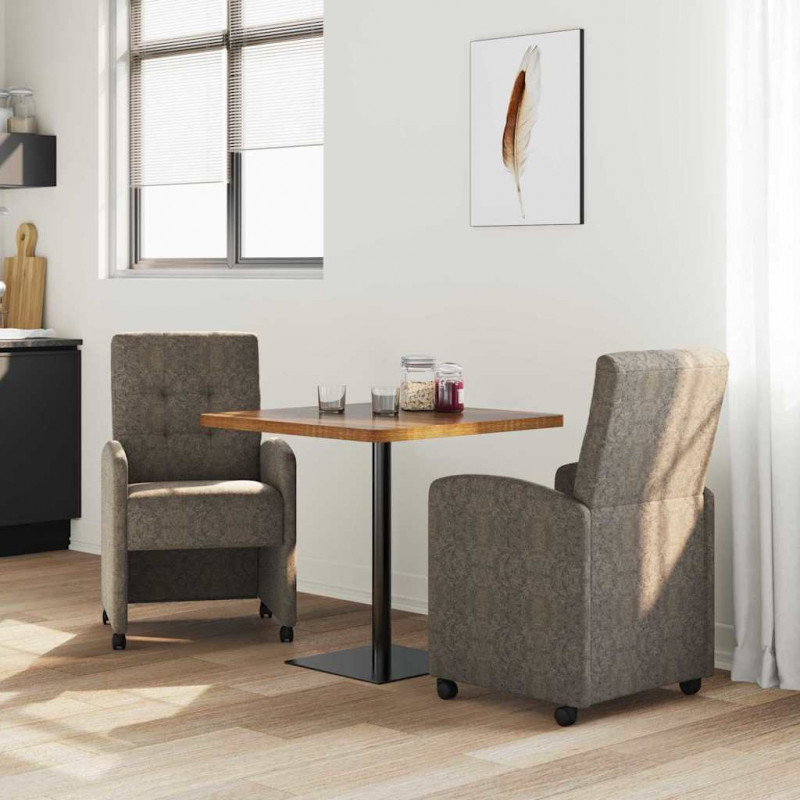 Krzesełka jadalne na kółkach 2 pcs ciemno szary 58 x 67 x 97 cm