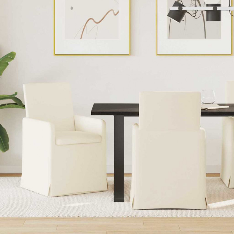 Krzesła jadalne z kółkami 2 pcs Beżowy 57 x 67 x 95 cm Płótno
