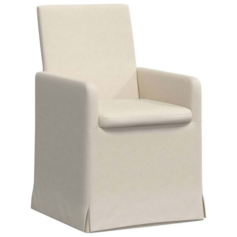 Krzesła jadalne z kółkami 2 pcs Beżowy 57 x 67 x 95 cm Płótno