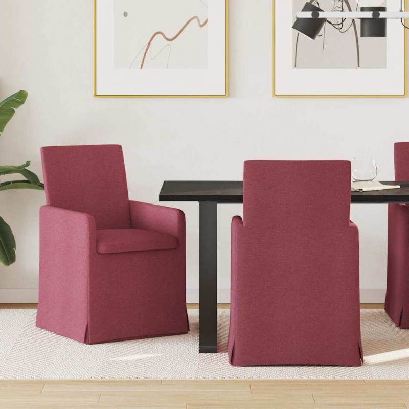 Krzesła jadalne 2 pcs czerwone wino 57 x 67 x 95 cm tkanina