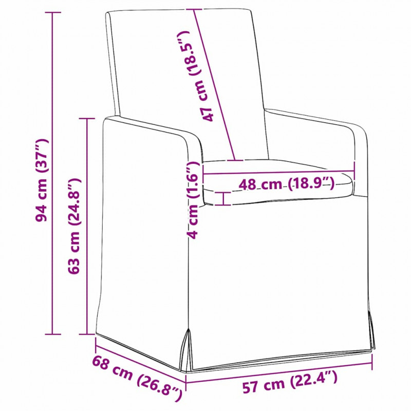 Krzesła jadalne 2 pcs Niebieski 57 x 67 x 95 cm tkanina